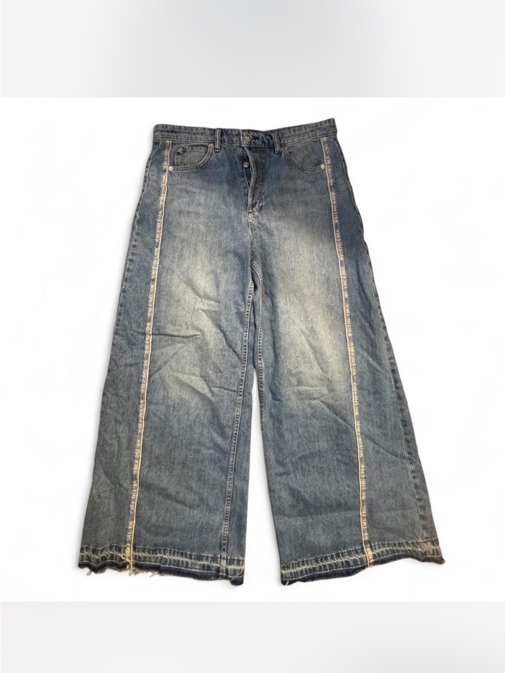 We The Free Wide Leg Jeans with Contrast Seam in Blue size 32